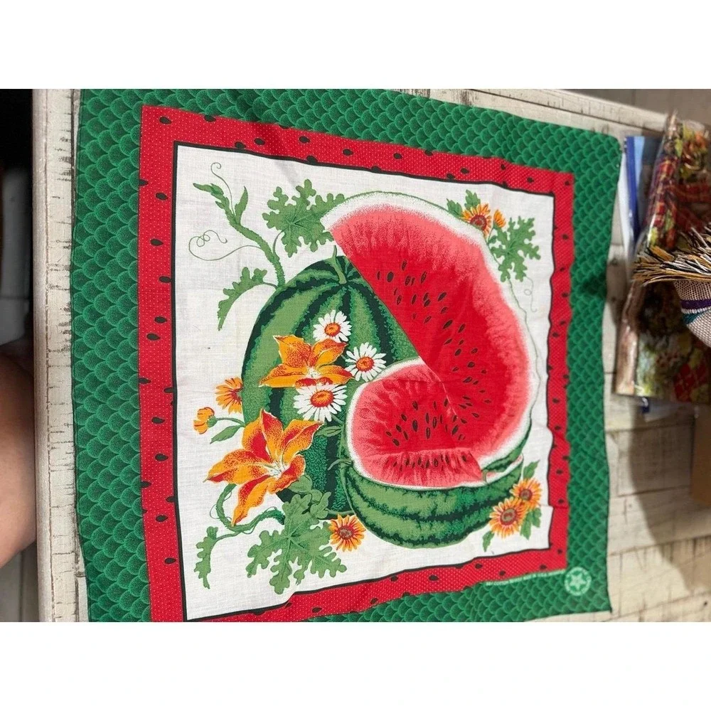 Vintage Watermelon Cotton Fabric Napkin by Springs Industries‎ Summer